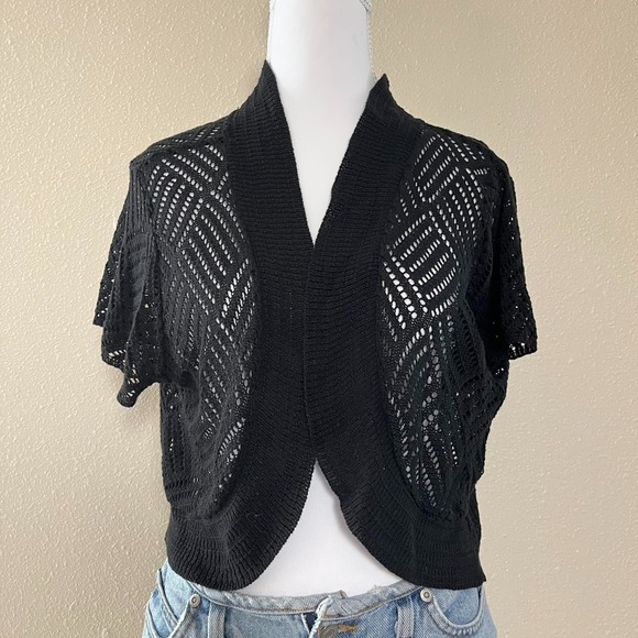 Y2k Black knit bolero cardigan - Picture 2 of 6